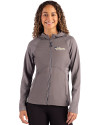 New York Jets Historic Cutter & Buck Adapt Recycled Soft Knit Stretch Womens Hybrid Full Zip Jacket Elemental Grey Front Thumbnail Image