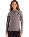 View image 4: Las Vegas Raiders Historic Cutter & Buck Adapt Recycled Soft Knit Stretch Womens Hybrid Full Zip Jacket Elemental Grey Front