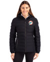 Miami Dolphins Historic Cutter & Buck Mission Ridge Repreve® Eco Insulated Womens Puffer Jacket Black Front Thumbnail Image