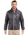 View image 1: New England Patriots Historic Cutter & Buck Rainier Recycled Insulated Printed Puffer Mens Full Zip Jacket Black Front