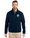 Los Angeles Chargers Historic Cutter & Buck Cascade Eco Sherpa Fleece Mens Big & Tall Quarter Zip Jacket Navy Blue Front Thumbnail Image