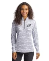 Philadelphia Eagles Cutter & Buck Traverse Stretch Eco Camo Print Quarter Zip Womens Pullover Charcoal Front Thumbnail Image