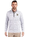 View image 4: Minnesota Vikings Cutter & Buck Traverse Recycled Smooth Stretch Mens Big & Tall Camo Quarter Zip Pullover Charcoal Front