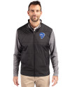 Los Angeles Rams Historic Cutter & Buck Stealth Hybrid Quilted Mens Big and Tall Full Zip Windbreaker Jacket Black Front Thumbnail Image