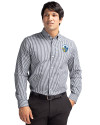 Los Angeles Chargers Historic Cutter & Buck Easy Care Stretch Gingham Mens Big and Tall Long Sleeve Dress Shirt Charcoal Front Thumbnail Image