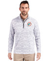 Miami Dolphins Historic Cutter & Buck Traverse Stretch Eco Camo Print Quarter Zip Mens Pullover Charcoal Front Thumbnail Image