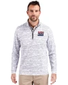 New York Giants Historic Cutter & Buck Traverse Stretch Eco Camo Print Quarter Zip Mens Pullover Charcoal Front Thumbnail Image