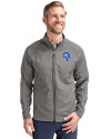 Los Angeles Rams Historic Cutter & Buck Adapt Eco Knit Hybrid Recycled Mens Full Zip Jacket Elemental Grey Front Thumbnail Image