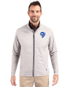 Los Angeles Rams Historic Cutter & Buck Adapt Eco Knit Hybrid Recycled Mens Full Zip Jacket Polished Medium Gray Front Thumbnail Image
