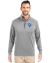 Los Angeles Rams Historic Cutter & Buck Adapt Eco Knit Stretch Recycled Mens Big and Tall Quarter Zip Pullover Polished Medium Gray Front Thumbnail Image