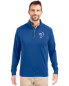 Los Angeles Rams Historic Cutter & Buck Adapt Eco Knit Stretch Recycled Mens Big and Tall Quarter Zip Pullover Tour Blue Front Thumbnail Image