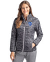 Los Angeles Rams Historic Cutter & Buck Rainier PrimaLoft® Womens Eco Insulated Full Zip Printed Puffer Jacket Black Front Thumbnail Image