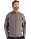 Los Angeles Rams Historic Cutter & Buck Adapt Recycled Soft Knit Stretch Mens Big & Tall Hybrid Full Zip Jacket Elemental Grey Front Thumbnail Image