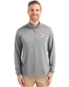 View image 4: Miami Dolphins Historic Cutter & Buck Virtue Recycled Featherlight Pique Mens Big & Tall Quarter Zip Pullover Polished Medium Gray Front
