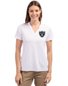 Las Vegas Raiders Cutter & Buck Forge Eco Heathered Stretch Womens Blade Top White Front Thumbnail Image