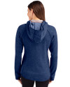 New York Giants Historic Cutter & Buck Mainsail Full Zip Hooded Womens Jacket Tour Blue Heather Back Thumbnail Image