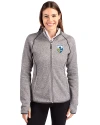 Los Angeles Chargers Historic Cutter & Buck Mainsail Full Zip Hooded Womens Jacket Polished Heather Front Thumbnail Image