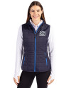 New York Giants Historic Cutter & Buck Rainier PrimaLoft® Womens Eco Insulated Full Zip Puffer Vest Dark Navy Front Thumbnail Image