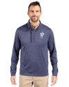 Tennessee Titans Historic Cutter & Buck Stealth Heathered Mens Big and Tall  Quarter Zip Pullover Liberty Navy Front Thumbnail Image