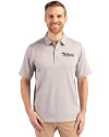 New York Jets Historic Cutter & Buck Forge Heathered Stretch Mens Polo Polished Heather Front Thumbnail Image