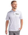 New York Jets Historic Cutter & Buck Pike Double Dot Print Stretch Mens Polo Charcoal Front Thumbnail Image