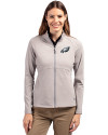 Philadelphia Eagles Cutter & Buck Adapt Eco Knit Heather Recycled Womens Full Zip Polished Heather Front Thumbnail Image