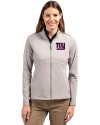 New York Giants Cutter & Buck Adapt Eco Knit Heather Recycled Womens Full Zip Polished Heather Front Thumbnail Image