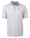 Los Angeles Chargers Cutter & Buck Virtue Eco Pique Micro Stripe Recycled Mens Polo Polished/White Mannequin Thumbnail Image