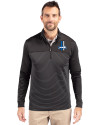 Detroit Lions Historic Cutter & Buck Traverse Stretch Eco Stripe Quarter Zip Mens Big and Tall Pullover Black Front Thumbnail Image