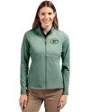 Green Bay Packers Cutter & Buck Adapt Eco Knit Heather Recycled Womens Full Zip Hunter Heather Front Thumbnail Image