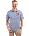 Denver Broncos Historic Cutter & Buck Virtue Eco Pique Stripe Recycled Mens Big and Tall Polo Tour Blue Front Thumbnail Image