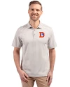 View image 4: Denver Broncos Historic Cutter & Buck Virtue Recycled Stripe Featherlight Pique Mens Big & Tall Polo Polished Medium Gray Front