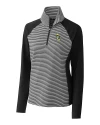 Green Bay Packers Historic Cutter & Buck Forge Tonal Stripe Stretch Half Zip Womens Top Black Mannequin Thumbnail Image