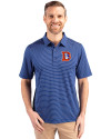 Denver Broncos Historic Cutter & Buck Forge Pencil Stripe Stretch Mens Polo Tour Blue Front Thumbnail Image