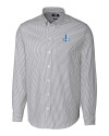 Detroit Lions Historic Cutter & Buck Stretch Oxford Stripe Mens Long Sleeve Dress Shirt Charcoal Mannequin Thumbnail Image
