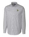 Green Bay Packers Historic Cutter & Buck Stretch Oxford Stripe Mens Long Sleeve Dress Shirt Charcoal Mannequin Thumbnail Image