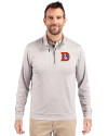 View image 4: Denver Broncos Historic Cutter & Buck Stealth Heathered Mens Quarter Zip Polished Medium Gray Front