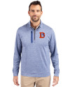 Denver Broncos Historic Cutter & Buck Stealth Heathered Quarter Zip Mens Pullover Tour Blue Front Thumbnail Image