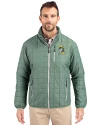 Green Bay Packers Historic Cutter & Buck Rainier PrimaLoft® Mens Eco Insulated Full Zip Puffer Jacket Hunter Melange Front Thumbnail Image