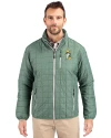 Green Bay Packers Historic Cutter & Buck Rainier Recycled Insulated Puffer Mens Full Zip Jacket Hunter Melange Front Thumbnail Image