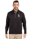 Green Bay Packers Historic Cutter & Buck Adapt Eco Knit Hybrid Recycled Mens Quarter Zip Black Front Thumbnail Image