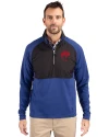 Buffalo Bills Historic Cutter & Buck Adapt Eco Knit Hybrid Recycled Mens Quarter Zip Tour Blue/Black Front Thumbnail Image