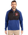Denver Broncos Historic Cutter & Buck Adapt Eco Knit Hybrid Recycled Mens Quarter Zip Tour Blue/Black Front Thumbnail Image