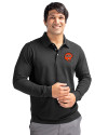 Cincinnati Bengals Historic Cutter & Buck Advantage Eco Tri-Blend Pique Mens Big and Tall Long Sleeve Polo Black Front Thumbnail Image