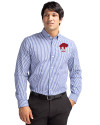 Buffalo Bills Historic Cutter & Buck Easy Care Stretch Gingham Mens Long Sleeve Dress Shirt Tour Blue Front Thumbnail Image