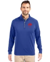 View image 10: Buffalo Bills Historic Cutter & Buck Adapt Recycled Soft Knit Stretch  Mens Big & Tall Quarter Zip Pullover Tour Blue Front