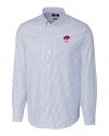 Buffalo Bills Historic Cutter & Buck Stretch Oxford Stripe Mens Big and Tall Long Sleeve Dress Shirt French Blue Mannequin Thumbnail Image