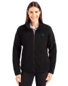 Carolina Panthers Cutter & Buck Cascade Eco Fleece Womens Full Zip Jacket Black Front Thumbnail Image