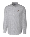 Cleveland Browns Historic Cutter & Buck Stretch Oxford Stripe Mens Long Sleeve Dress Shirt Charcoal Mannequin Thumbnail Image