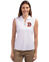 Denver Broncos Historic Cutter & Buck Forge Stretch Womens Sleeveless Polo White Front Thumbnail Image
